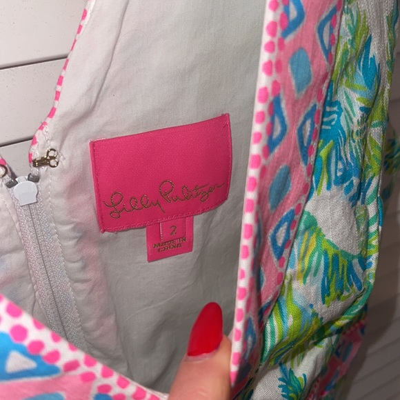 LILLY PULITZER FRYER SHIFT DRESS ELEPHANT EARS PRINT TROPICAL RESORT PALM LEAF - Picture 4 of 4